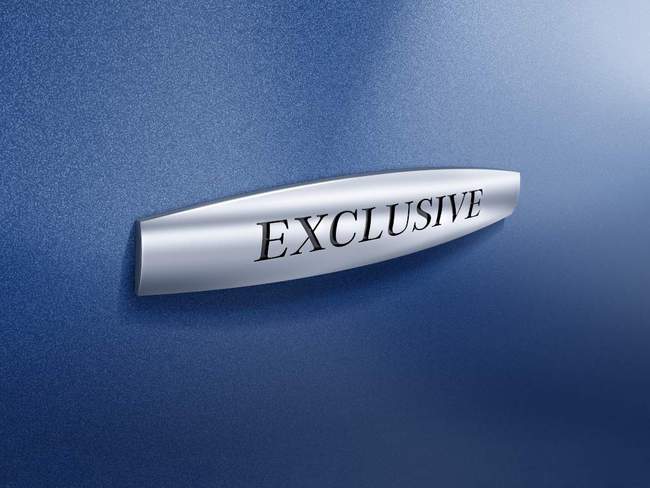 V-Klasse EXCLUSIVE - Exterieur, cavansitblau metallic, "EXCLUSIVE" Label